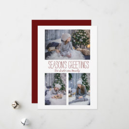 Eenvoudige drie-fotoserie feestdagenkaart