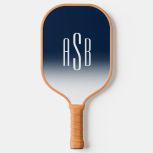 Eenvoudige drie letter Navy blauw wit ombre monogr Pickleball Paddle