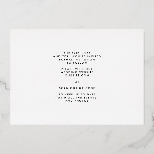 Eenvoudige drie multi-foto's besparen de datum REA Folie Uitnodiging (Achterkant)