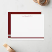 Eenvoudige drie strepen Dard Rood Grijs Heren Kant Notitiekaartje (Voorkant / Achterkant in situ)