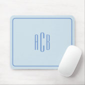 Eenvoudige Driedelige Blauwe Monogramrand Muismat (Met muis)
