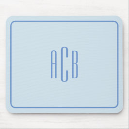 Eenvoudige Driedelige Blauwe Monogramrand Muismat