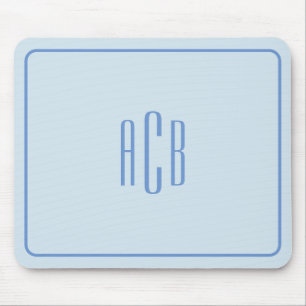 Eenvoudige Driedelige Blauwe Monogramrand Muismat