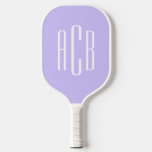 Eenvoudige Driedelige Bleke Lavendel Monogram Pickleball Paddle (Voorkant)