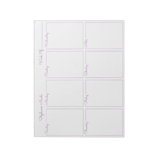 Eenvoudige driekleurige lavender met dunne rand notitieblok (Linkerzijde)