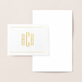 Eenvoudige drieletterige monogramrand goud folie kaarten (Display)