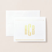 Eenvoudige drieletterige monogramrand goud folie kaarten (Voorkant met envelop)