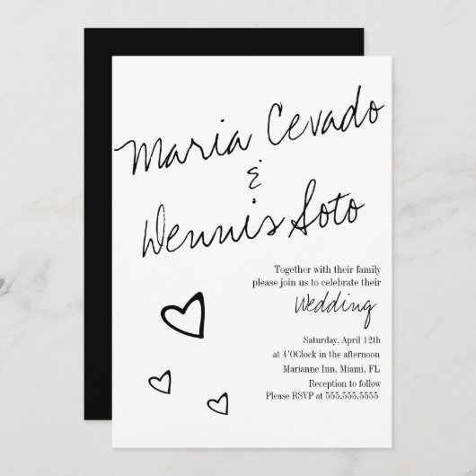 Eenvoudige drijvende harten die het huwelijk van h kaart (Voorkant / Achterkant)