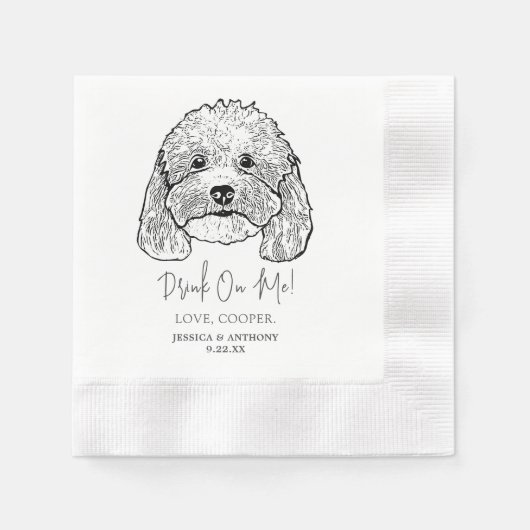 Eenvoudige Drink op me hondenhand tekenen bruiloft Servet (Voorkant)