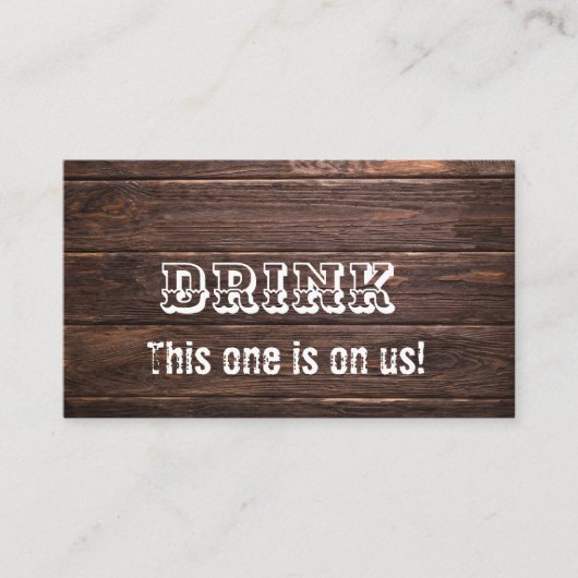 Eenvoudige Drink van Rustic Barn Wood Wedding Kortingskaartje (Voorkant)