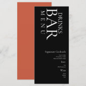 Eenvoudige Drinken Cocktail Wine Wedding Black Whi Menu (Voorkant / Achterkant)