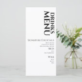 Eenvoudige Drinken Cocktail Wine Wedding Menu (Staand voorkant)