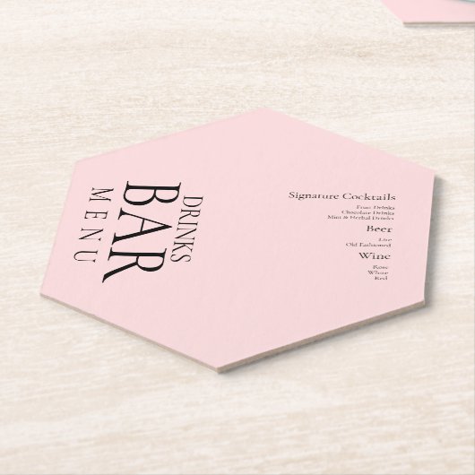 Eenvoudige Drinken Cocktail Wine Wedding Pink Kartonnen Onderzetters (Schuin)