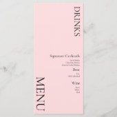 Eenvoudige Drinken Cocktail Wine Wedding Pink Menu (Voorkant)