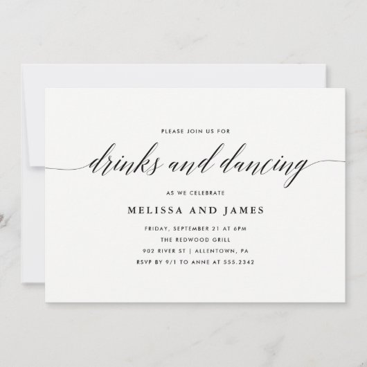 Eenvoudige Drinken en uitnodiging voor dansweddens (Voorkant)