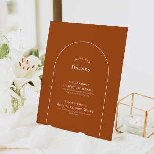 Eenvoudige Drinken van Arch Terracotta Wedding Sig Reclamebord Met Voetstuk