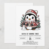 Eenvoudige Dromerige Pinguïn Digitale Verjaardag Kaart (Voorkant / Achterkant)