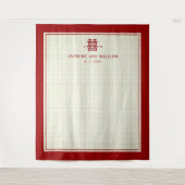 Eenvoudige Dubbele Geluk Chinees Trouw Achtergrond Wandkleed (Voorkant)