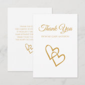 Eenvoudige Dubbele Hart Gouden Trouw Dank Je Kaart (Voorkant / Achterkant)