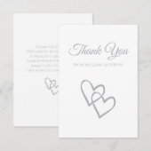 Eenvoudige dubbele hart grijze trouw dank je wel kaart (Voorkant / Achterkant)