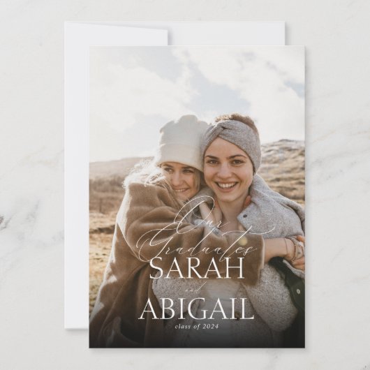 Eenvoudige dubbele viering foto afstuderen partij kaart (Voorkant)