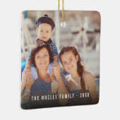 Eenvoudige dubbelfoto moderne kerstfeestdag keramisch ornament (Rechts)