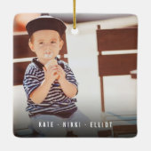 Eenvoudige dubbelfoto moderne kerstfeestdag keramisch ornament (Achterkant)