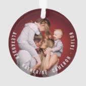 Eenvoudige dubbelfoto moderne kerstfeestdag ornament (achterkant)
