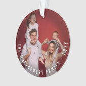 Eenvoudige dubbelfoto moderne kerstfeestdag ornament (voorkant)