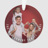 Eenvoudige dubbelfoto moderne kerstfeestdag ornament (voorkant)