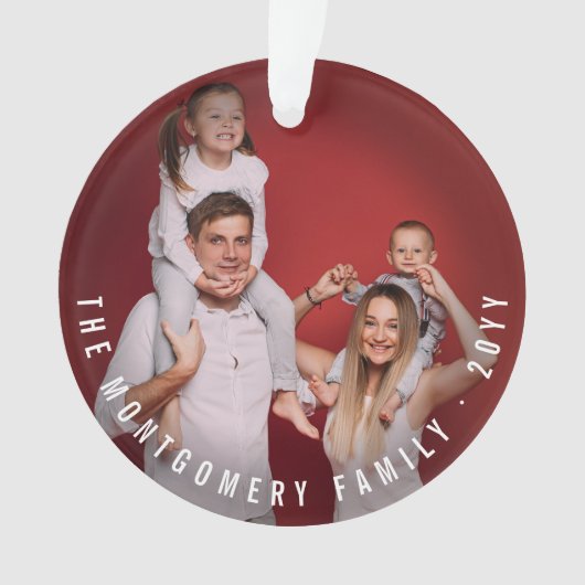 Eenvoudige dubbelfoto moderne kerstfeestdag ornament (voorkant)