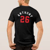 Eenvoudige dubbelzijdige honkbal naam voor ouder e Tri-Blend shirt (Achterkant)