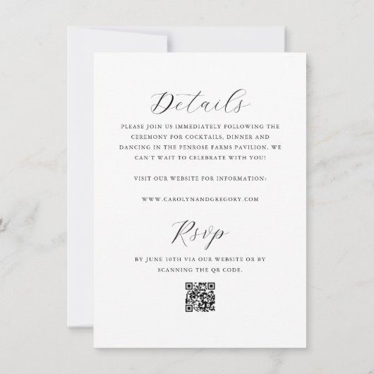 Eenvoudige dubbelzijdige minimalistische website Q Kaart (Achterkant)