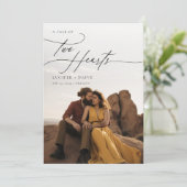 Eenvoudige dubbelzijdige woestijn foto bruiloft kaart (Staand voorkant)