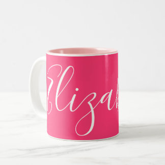 Eenvoudige Duidelijke Meisje Roze Douanenaam Eliza Tweekleurige Koffiemok