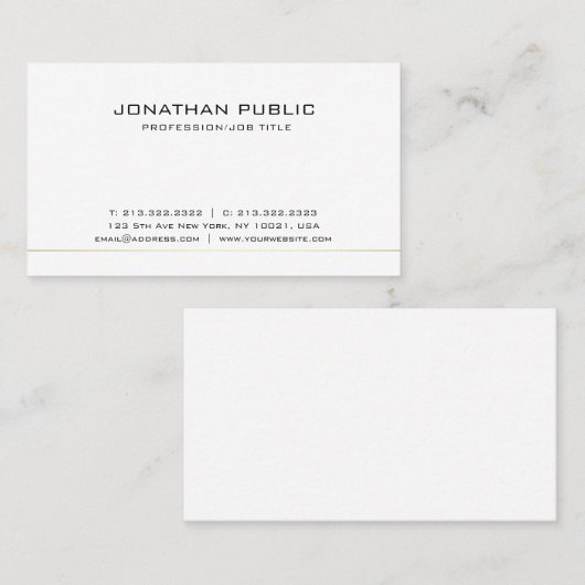 Eenvoudige Duidelijke Professionele Elegante Witte Visitekaartje (Voorkant / Achterkant)