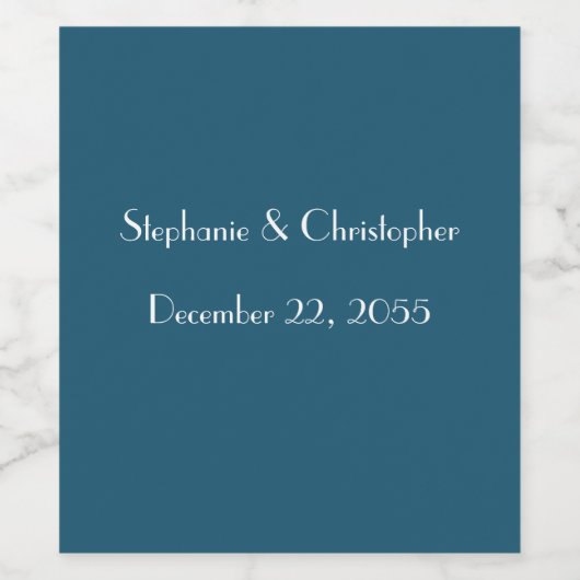 Eenvoudige Duidelijke Stoffige Blauwe en Witte Huw Wijn Etiket (Enkel label)