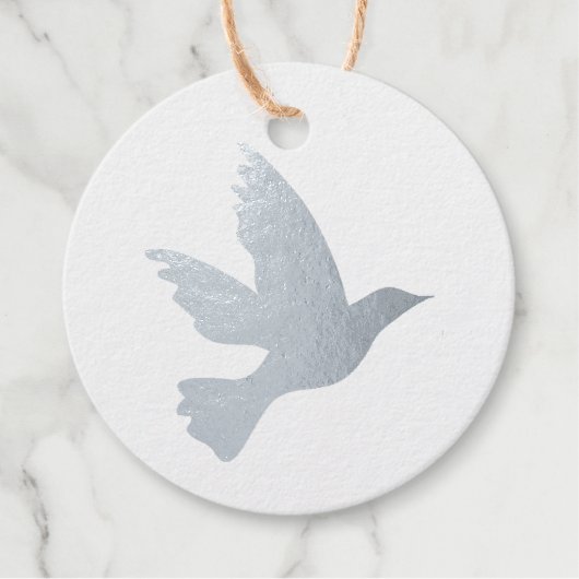 Eenvoudige duif vliegende vogel silhouet bedankjes labels (Voorkant)