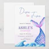 Eenvoudige duik in vijf zeemeermin 5e verjaardagsf kaart (Voorkant / Achterkant)