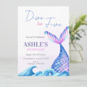 Eenvoudige duik in vijf zeemeermin 5e verjaardagsf kaart (Staand voorkant)