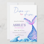 Eenvoudige duik in vijf zeemeermin 5e verjaardagsf kaart (Voorkant)