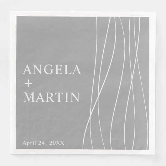 Eenvoudige, dunne lijnen Zilver Grey Servet (Voorkant)