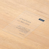 Eenvoudige Dunne Marine Blauwe Typografie Monogram Acryl Uitnodigingen (Laagn)