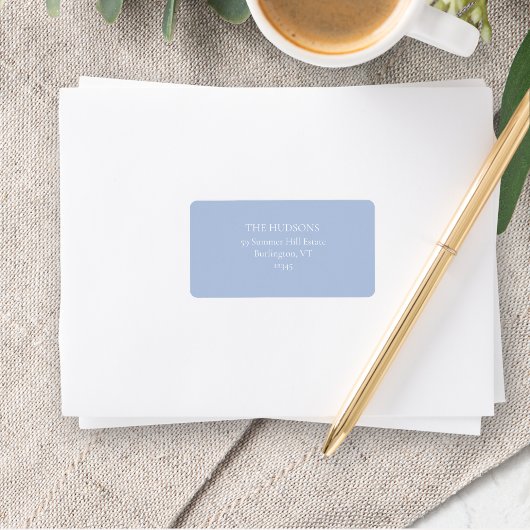 Eenvoudige Dusty Blauw en Wit bruiloft Etiket