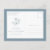 Eenvoudige Dusty Blue Anemone Art Floral Save the Aankondigingskaart (Achterkant)