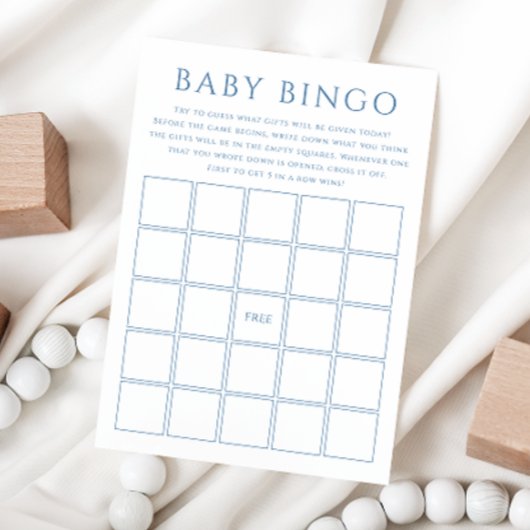 Eenvoudige Dusty Blue Baby shower Baby Bingo Kaart