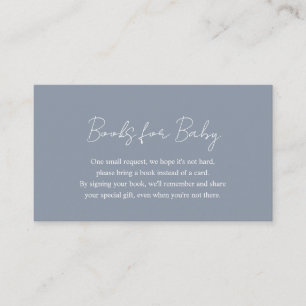 Eenvoudige Dusty Blue Baby shower Books voor Baby Informatiekaartje