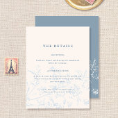 Eenvoudige Dusty Blue  Bloemen Wedding Details Informatiekaartje