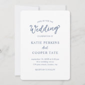 Eenvoudige Dusty Blue Bold Fonts Modern Wedding Kaart (Voorkant)