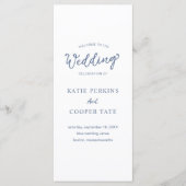 Eenvoudige Dusty Blue Bold Fonts Modern Wedding Programmakaart (Voorkant)